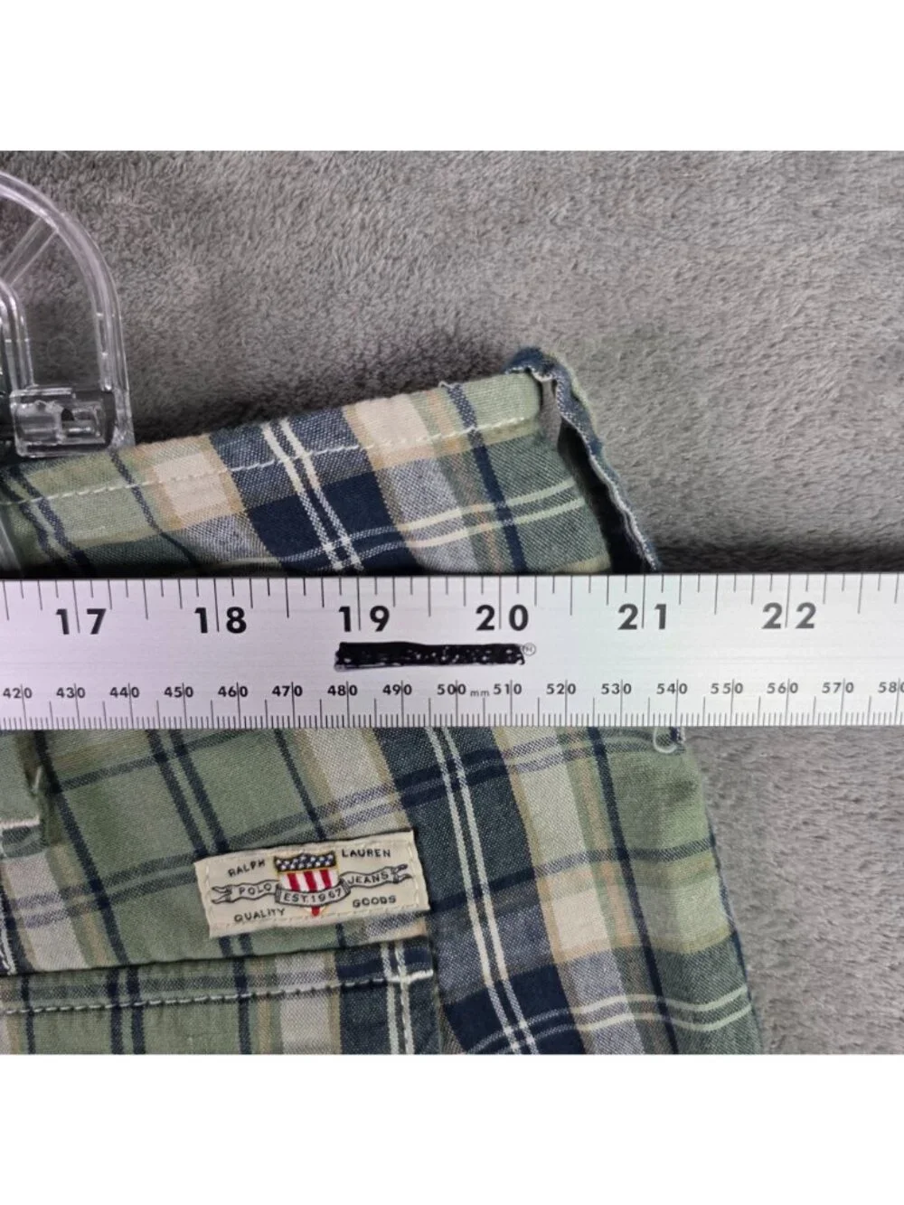 Mens Polo Ralph Lauren Green & Blue Plaid Cargo Shorts 12